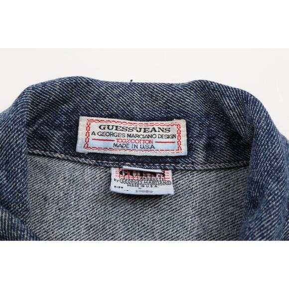 Vintage Guess Georges Marciano 80s Patchwork Stone Washed Denim Jean Jacket Sz S - Picture 16 of 16